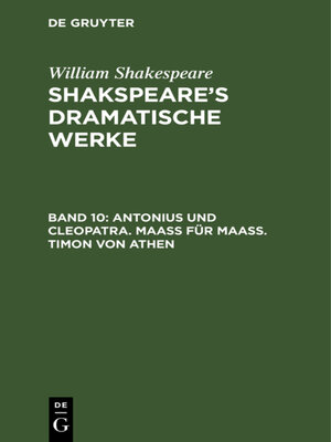 cover image of Antonius und Cleopatra. Maaß für Maaß. Timon von Athen